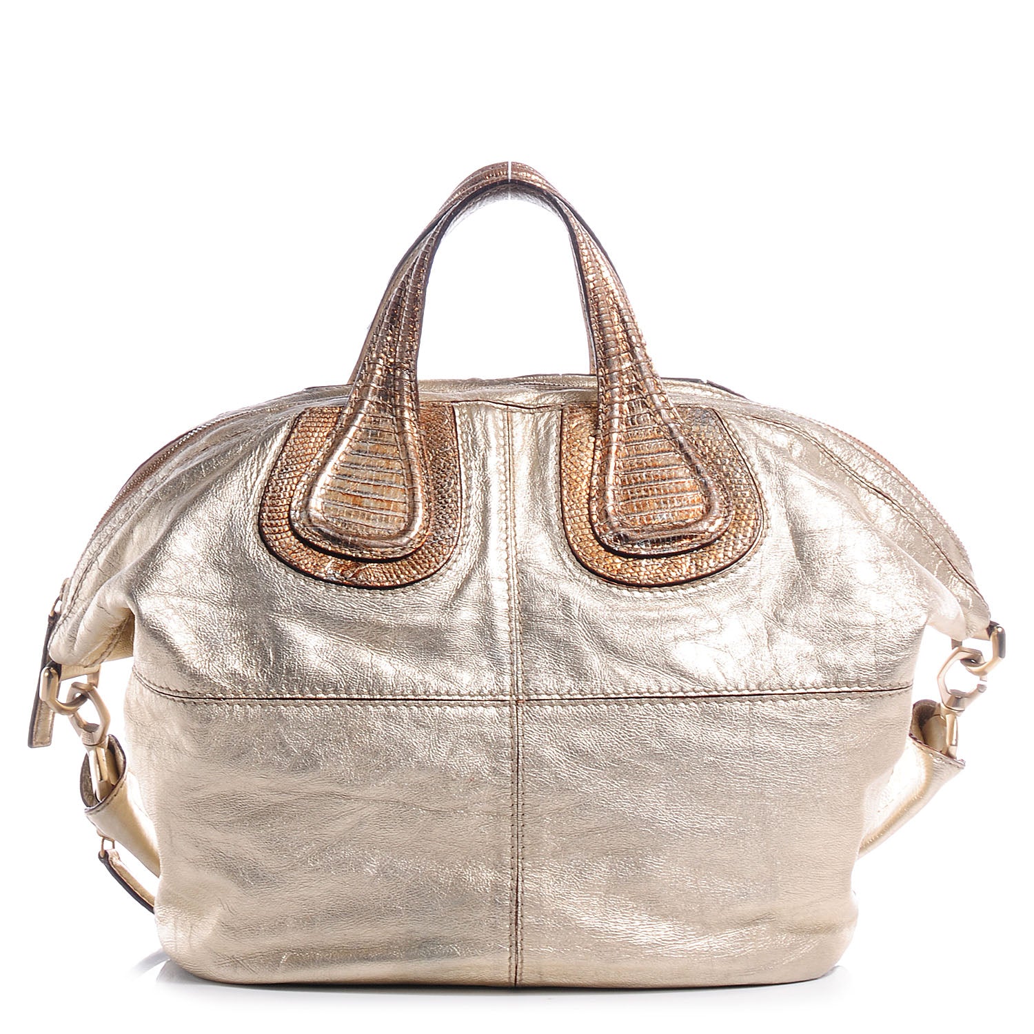 Givenchy Metallic Calfskin Lizard Embossed Large Nightingale Gold 1 of 11