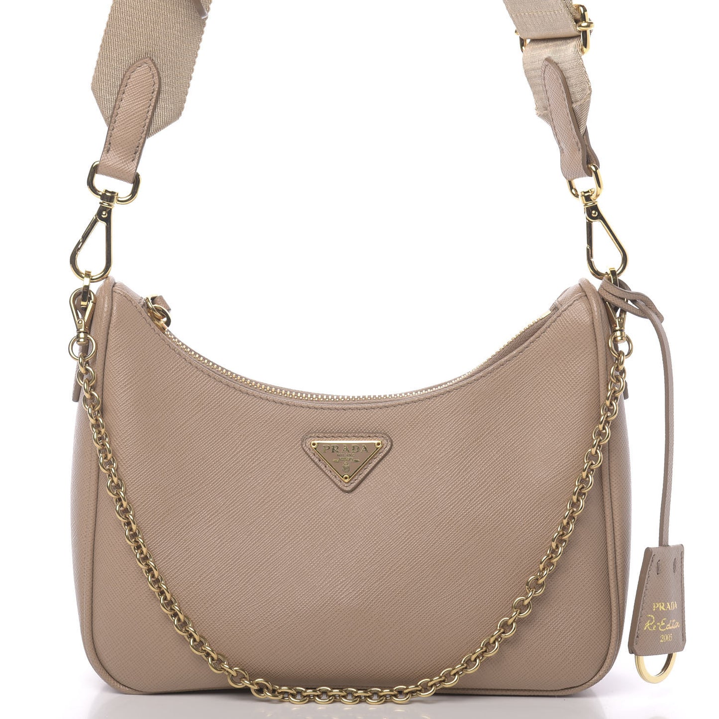 Saffiano Re-Edition 2005 Shoulder Bag Cammeo Beige