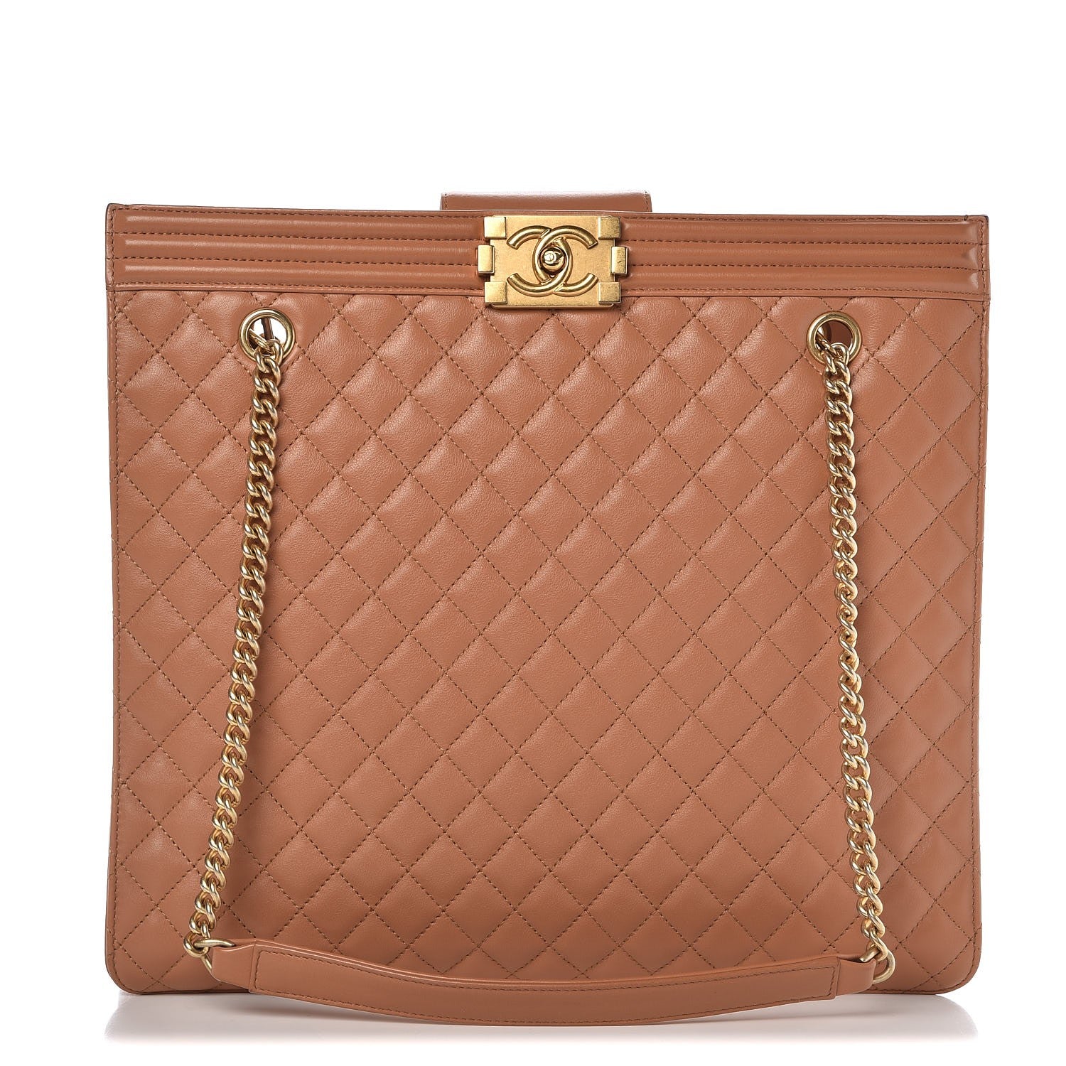 Chanel Calfskin Quilted Large Boy Tote Camel 1 of 14