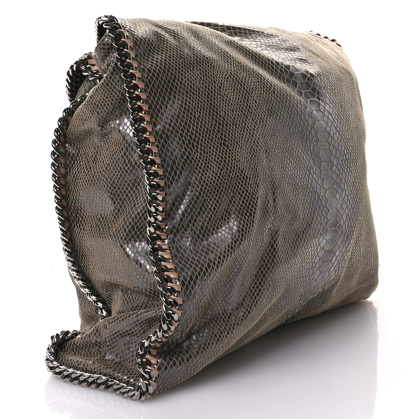 Metallic Eco Python Large Falabella Tote Dark Grey