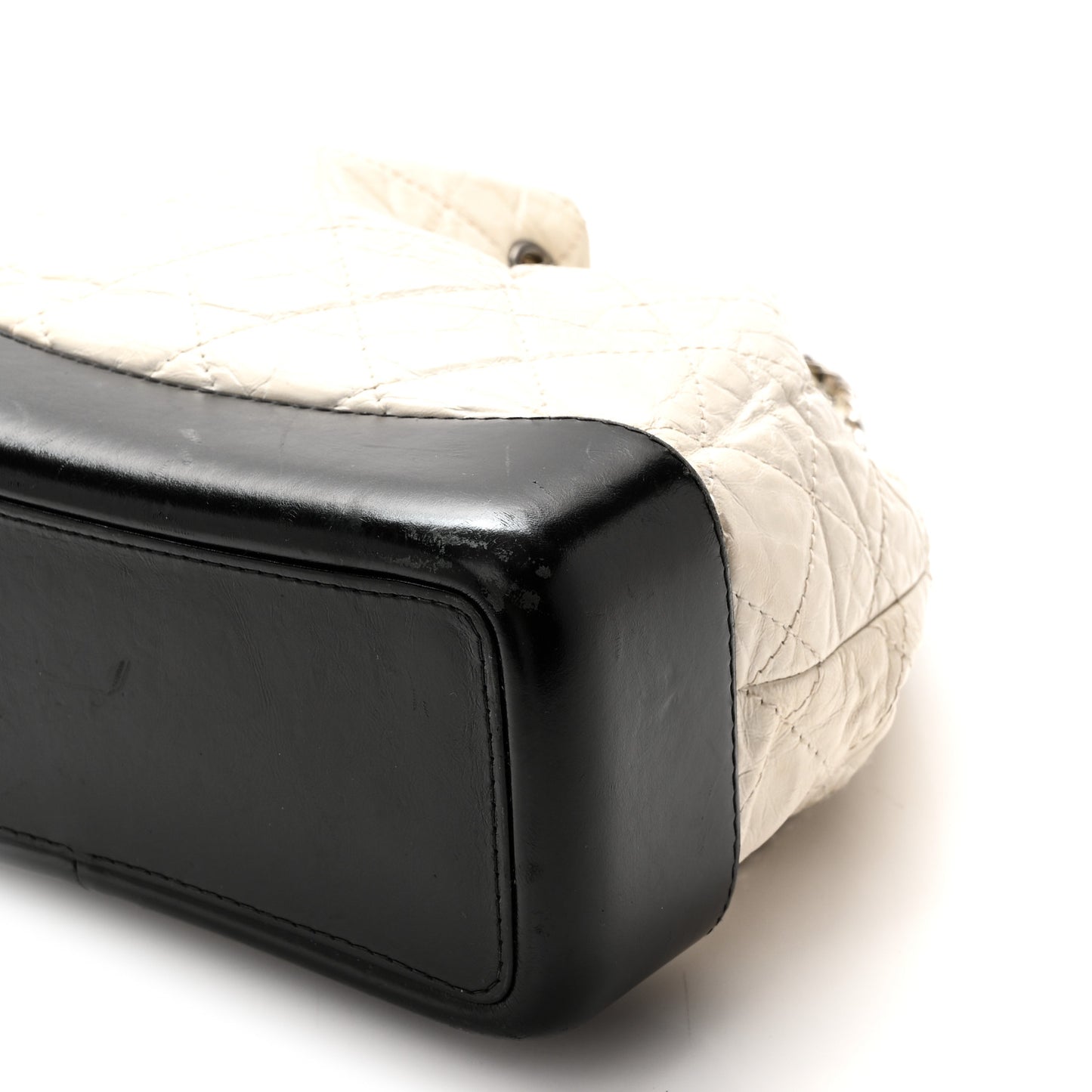 Aged Calfskin Quilted Gabrielle Backpack Black White Black White