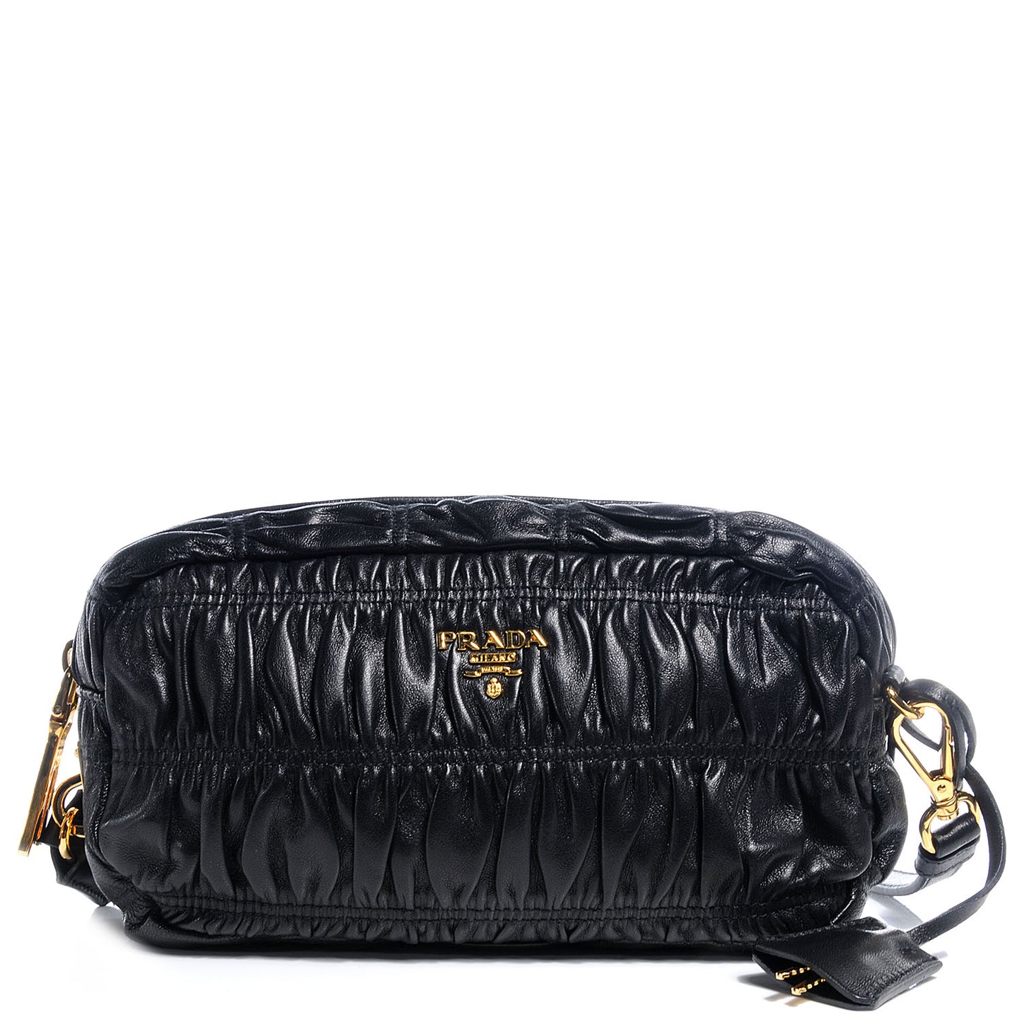 Nappa Gaufre Leather Pochette Crossbody Bag Nero Black