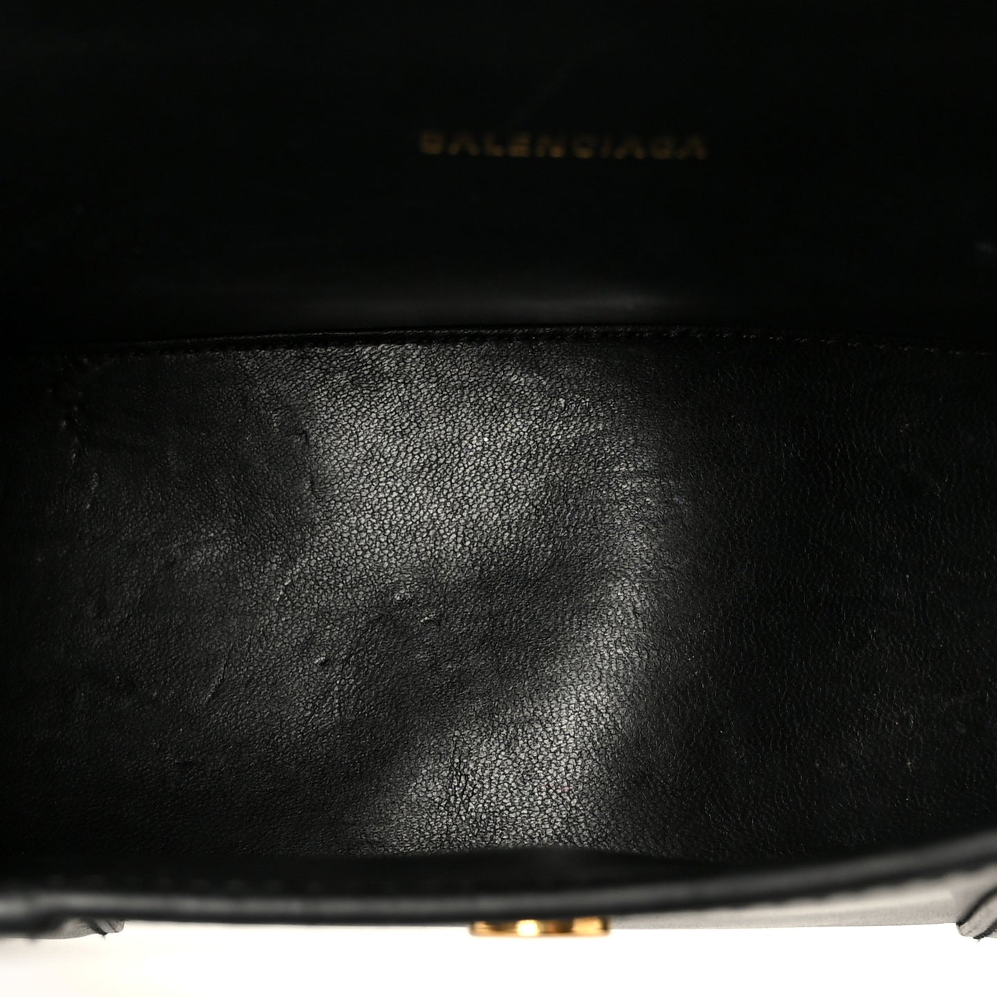 Shiny Box Calfskin Hourglass Top Handle Bag XS Black