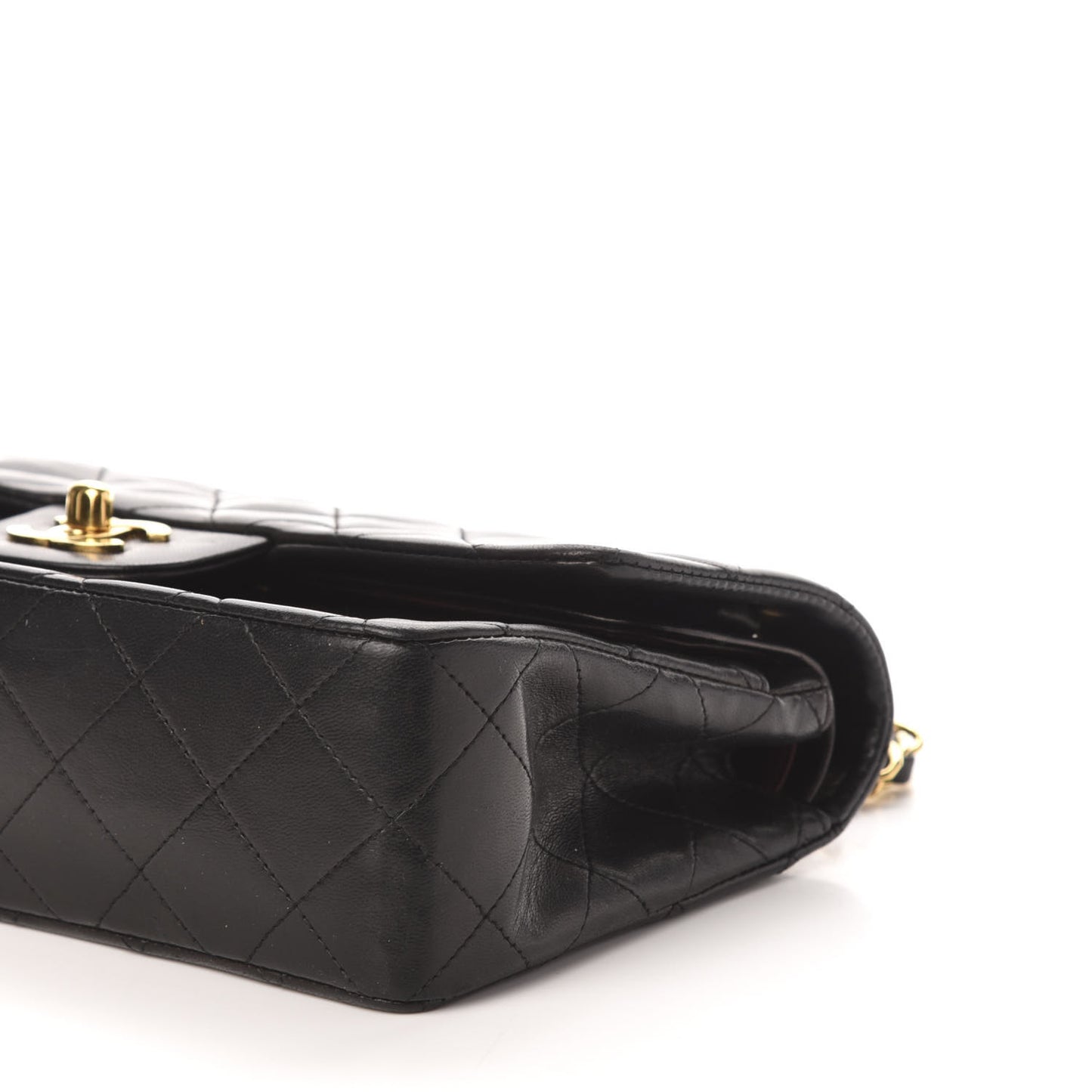 Lambskin Quilted Small Double Flap Black