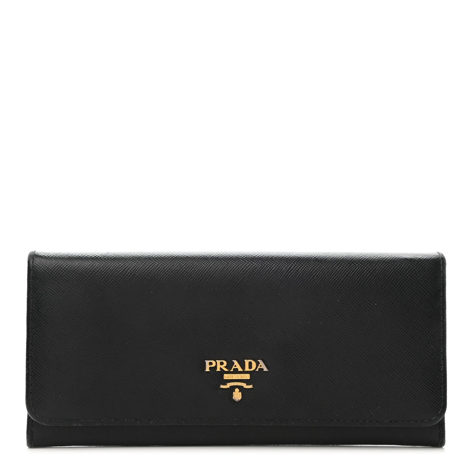 Prada Saffiano Metal Continental Flap Wallet Black 1 of 6