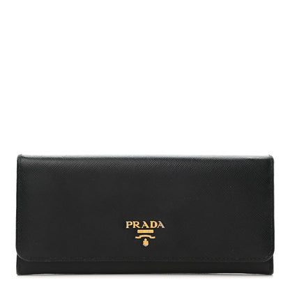 Prada Saffiano Metal Continental Flap Wallet Black 1 of 6