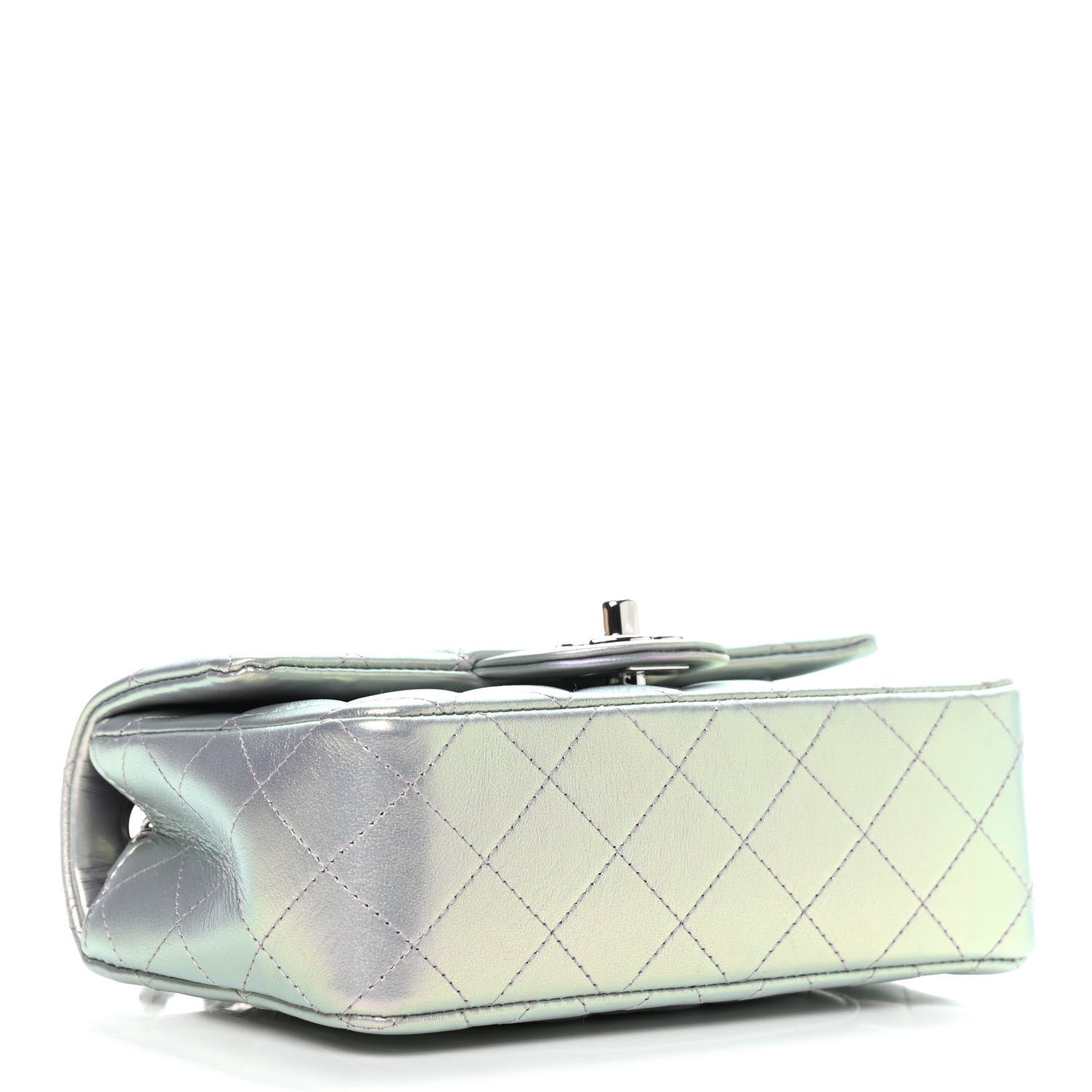 Chanel Iridescent Calfskin Quilted Mini Rectangular Flap Light Purple 3 of 10