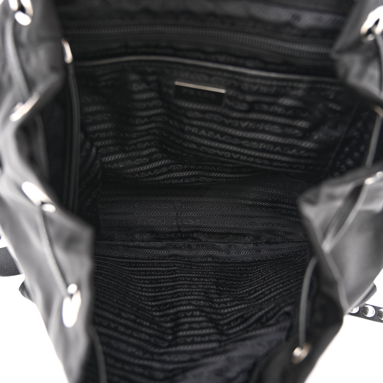 Prada Nylon New Vela Studded Backpack Black 5 of 12