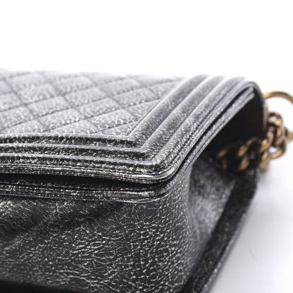 Chanel Cracked Metallic Calfskin Quilted Medium Boy Flap Dark Silver 8 of 16