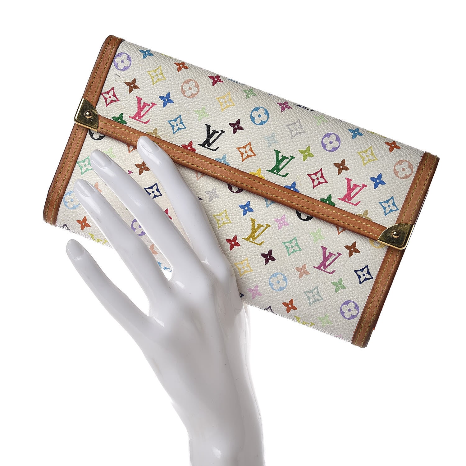 Louis Vuitton Monogram Multicolor Porte Tresor International Wallet White 2 of 13