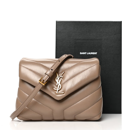 Saint Laurent Calfskin Y Quilted Monogram Toy Loulou Crossbody Bag Taupe 12 of 12