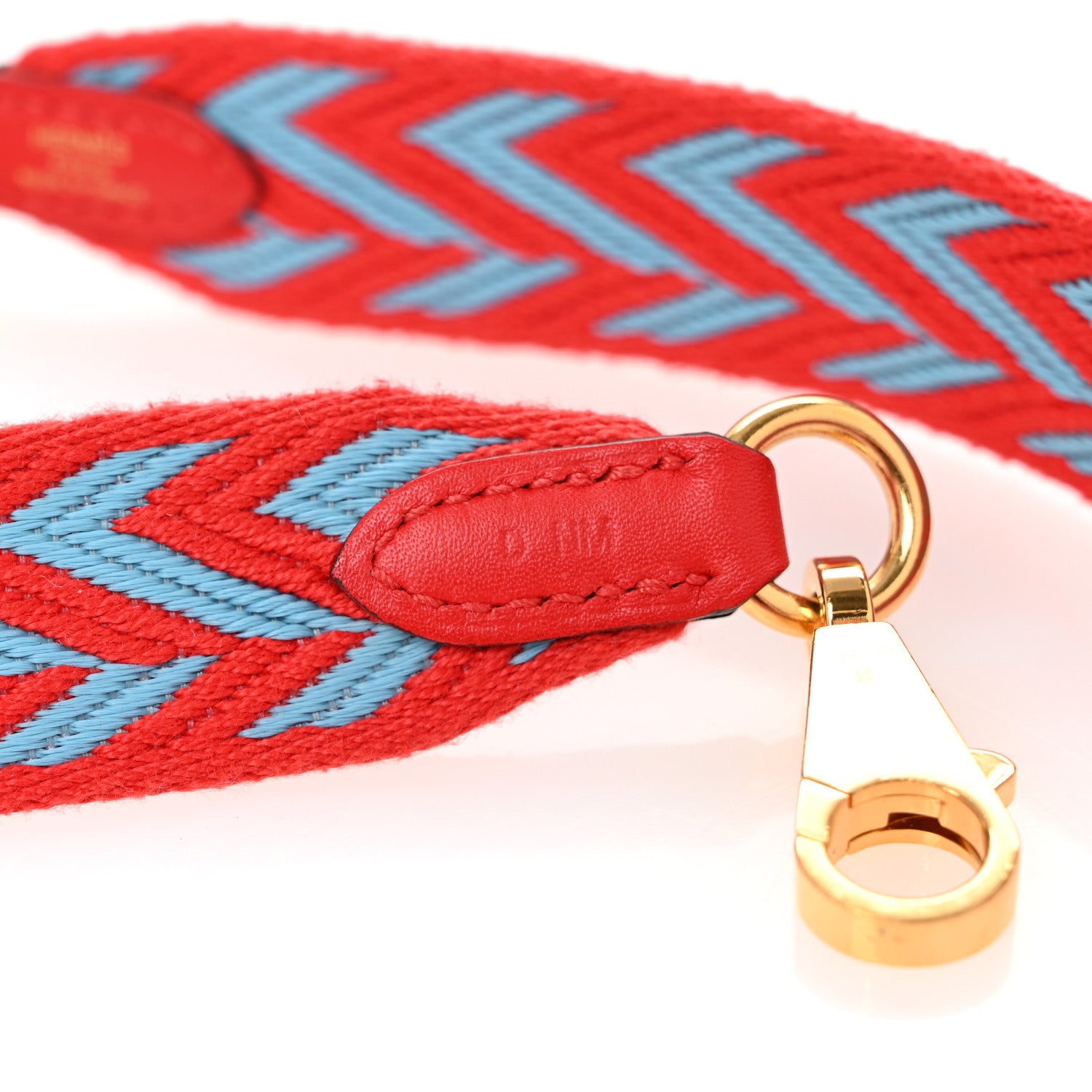 Hermes Toile Swift 25mm Sangle ZigZag Shoulder Strap Rouge de Coeur Bleu du Nord 5 of 6