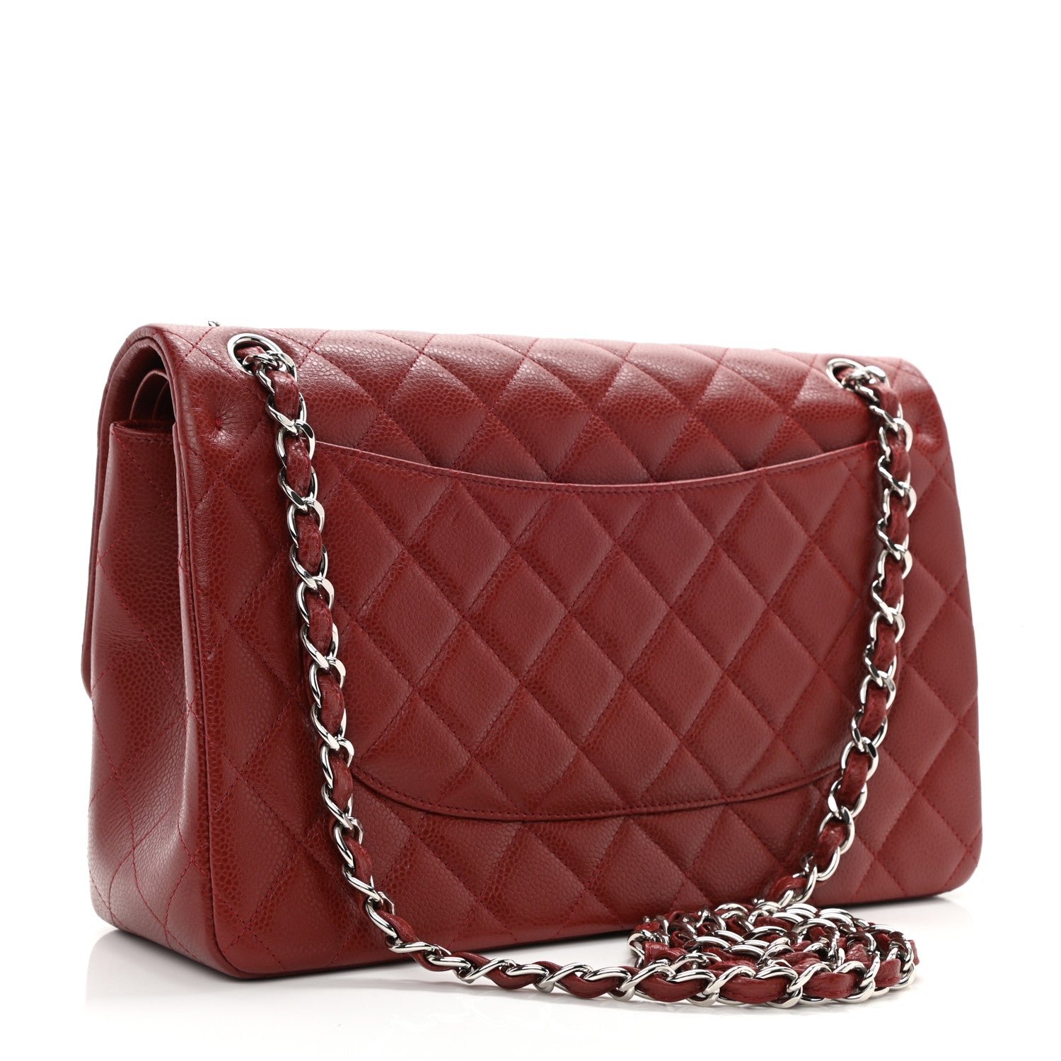 Chanel Caviar Quilted Jumbo Double Flap Dark Red 3 of 11