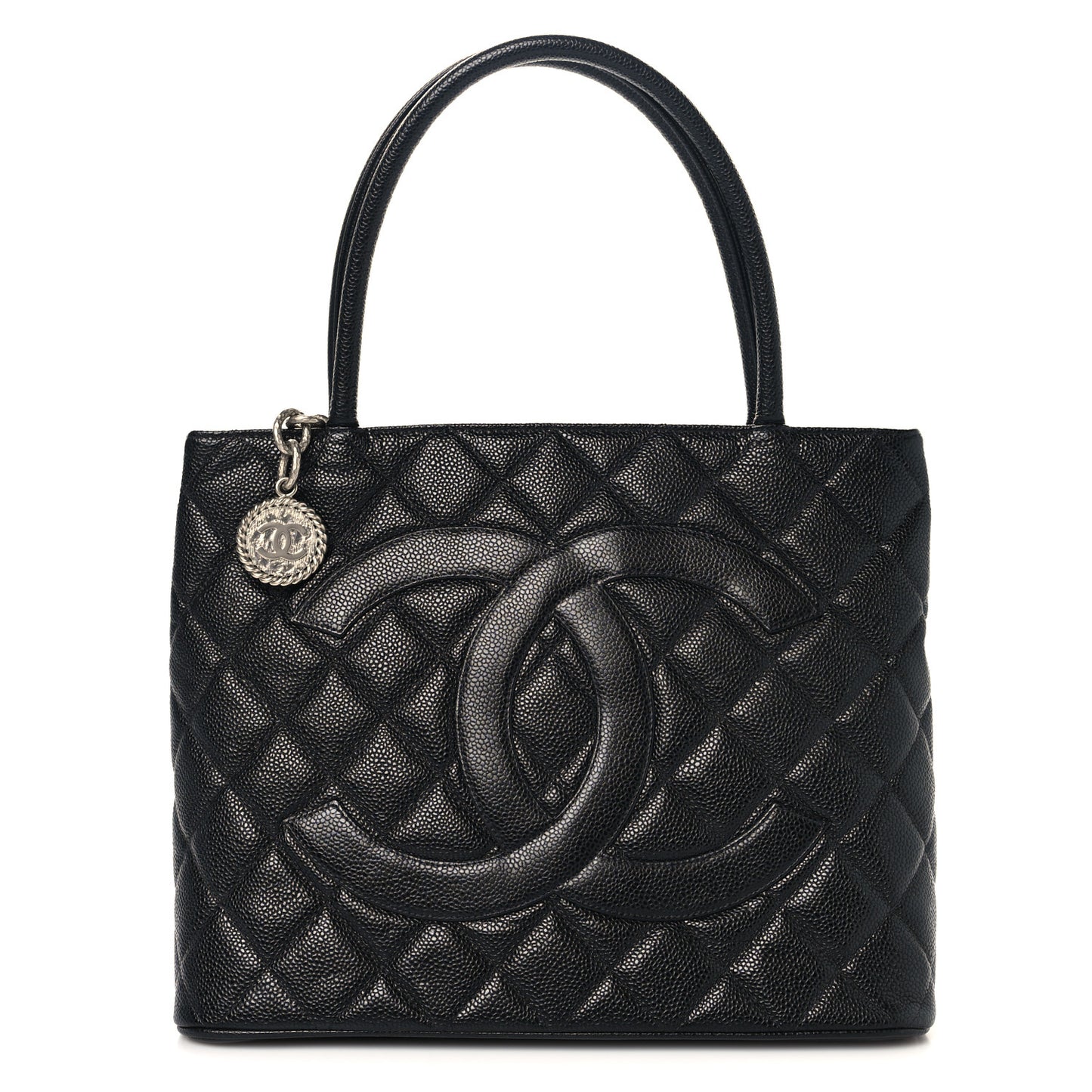 Caviar Quilted Medallion Tote Black