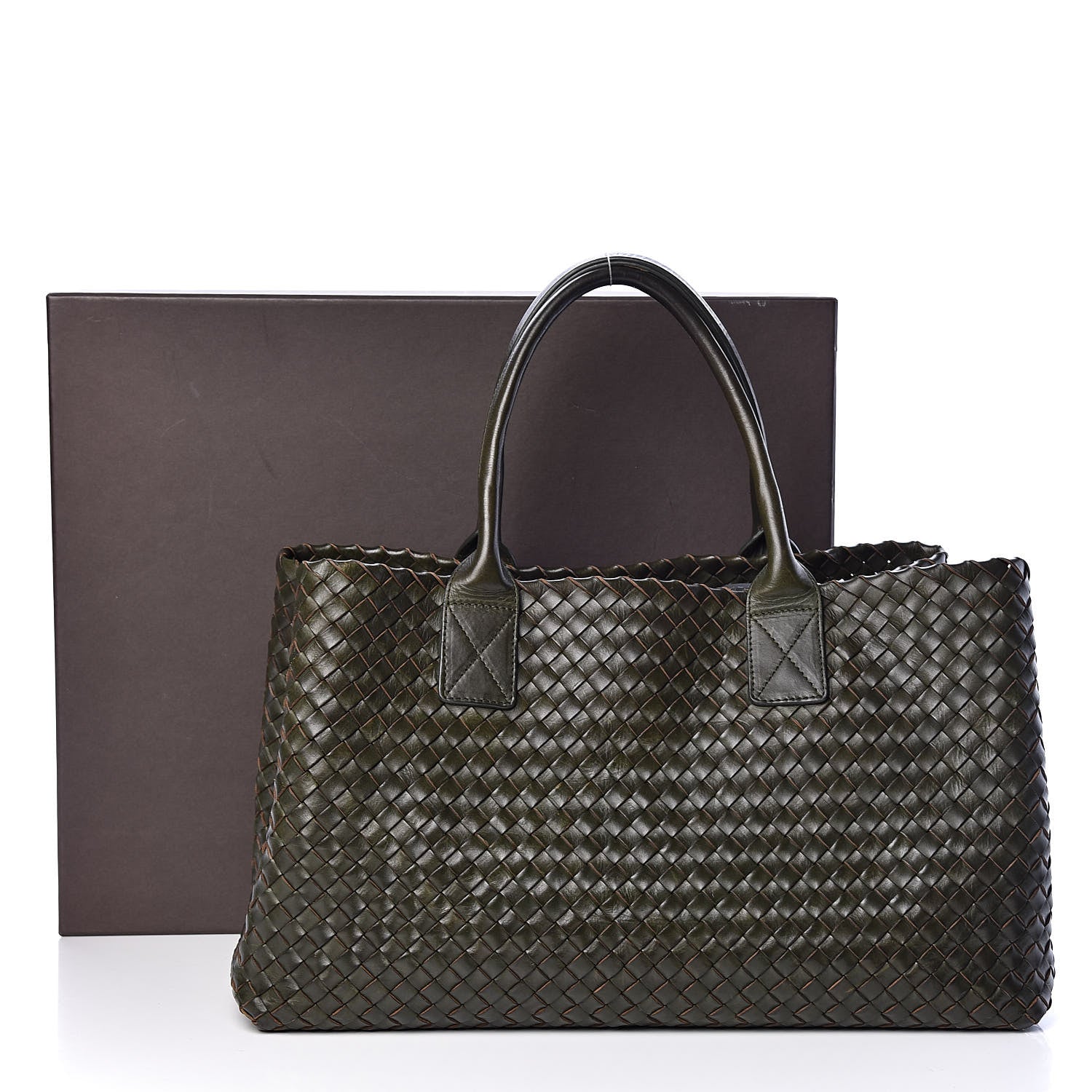 Bottega Veneta Nappa Intrecciato Medium Cabat Kaki Fondente 14 of 14