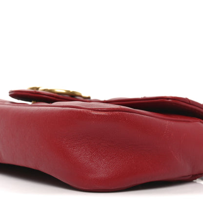 Gucci Calfskin Matelasse Super Mini GG Marmont Shoulder Bag Hibiscus Red 18 of 18