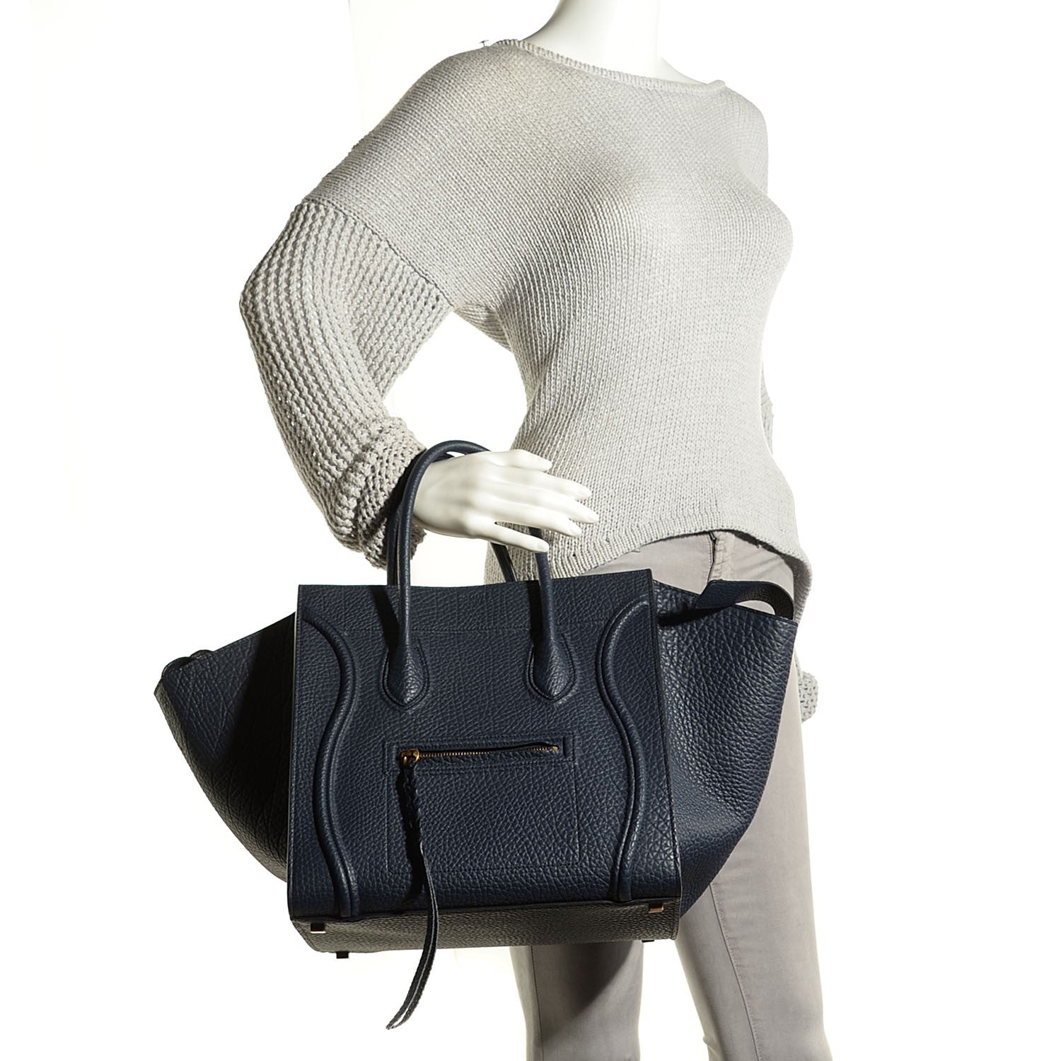 Celine Bullhide Calfskin Medium Phantom Luggage Navy Blue 2 of 9