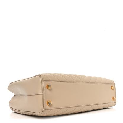 Saint Laurent Grain De Poudre Matelasse Chevron Monogram Shopping Bag Nude Powder 4 of 10