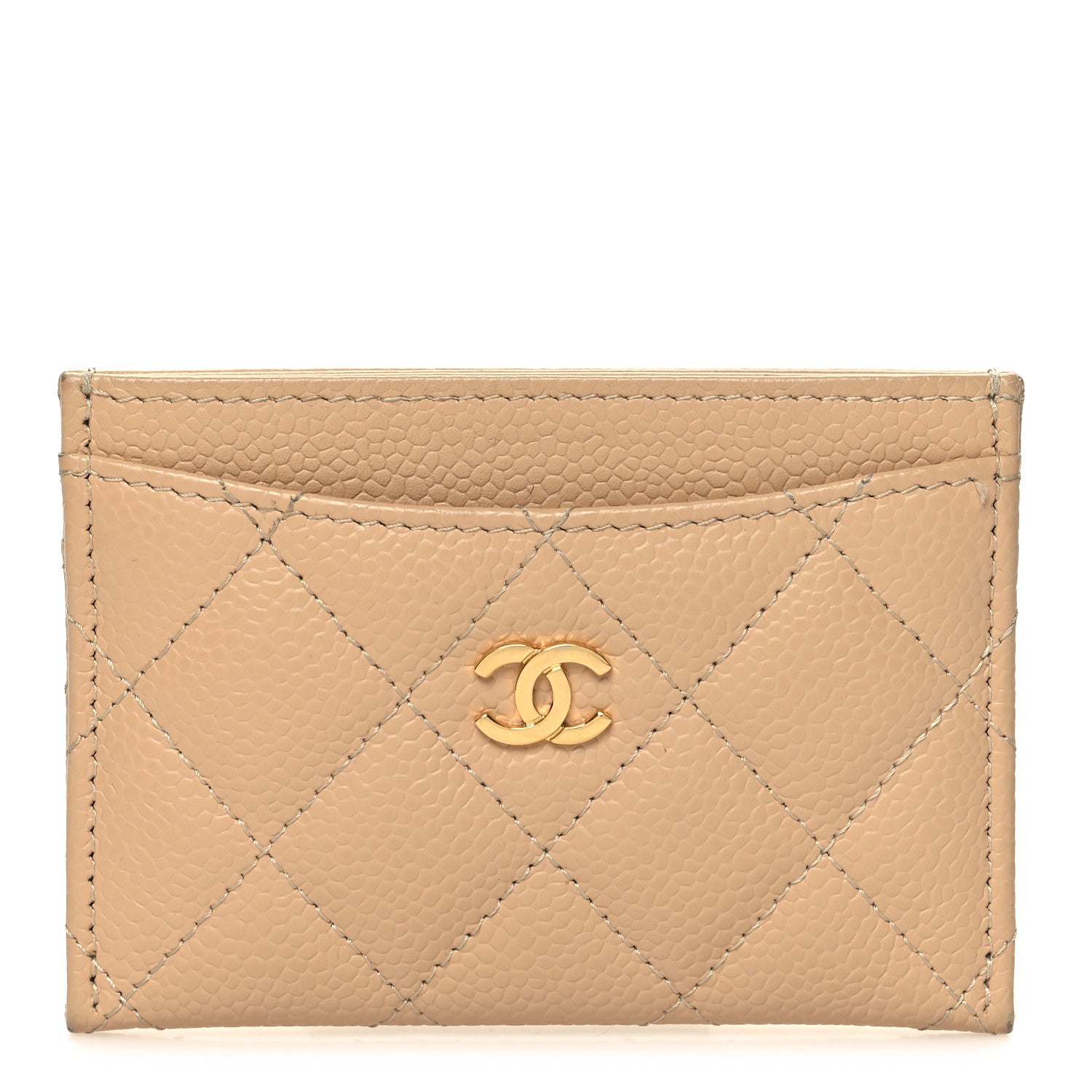 Chanel Caviar Quilted Card Holder Beige 1 of 12