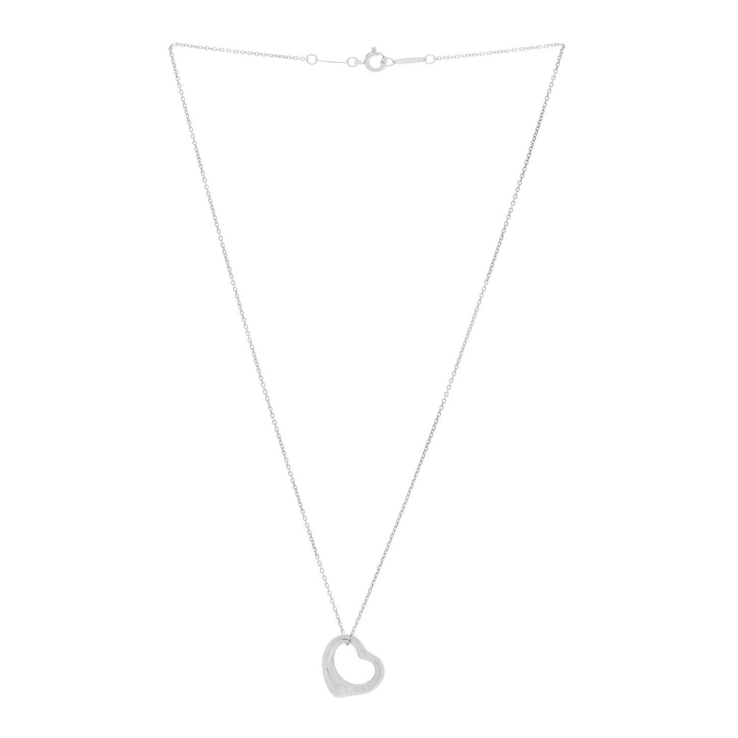 Sterling Silver 16mm Elsa Peretti Open Heart Pendant Necklace