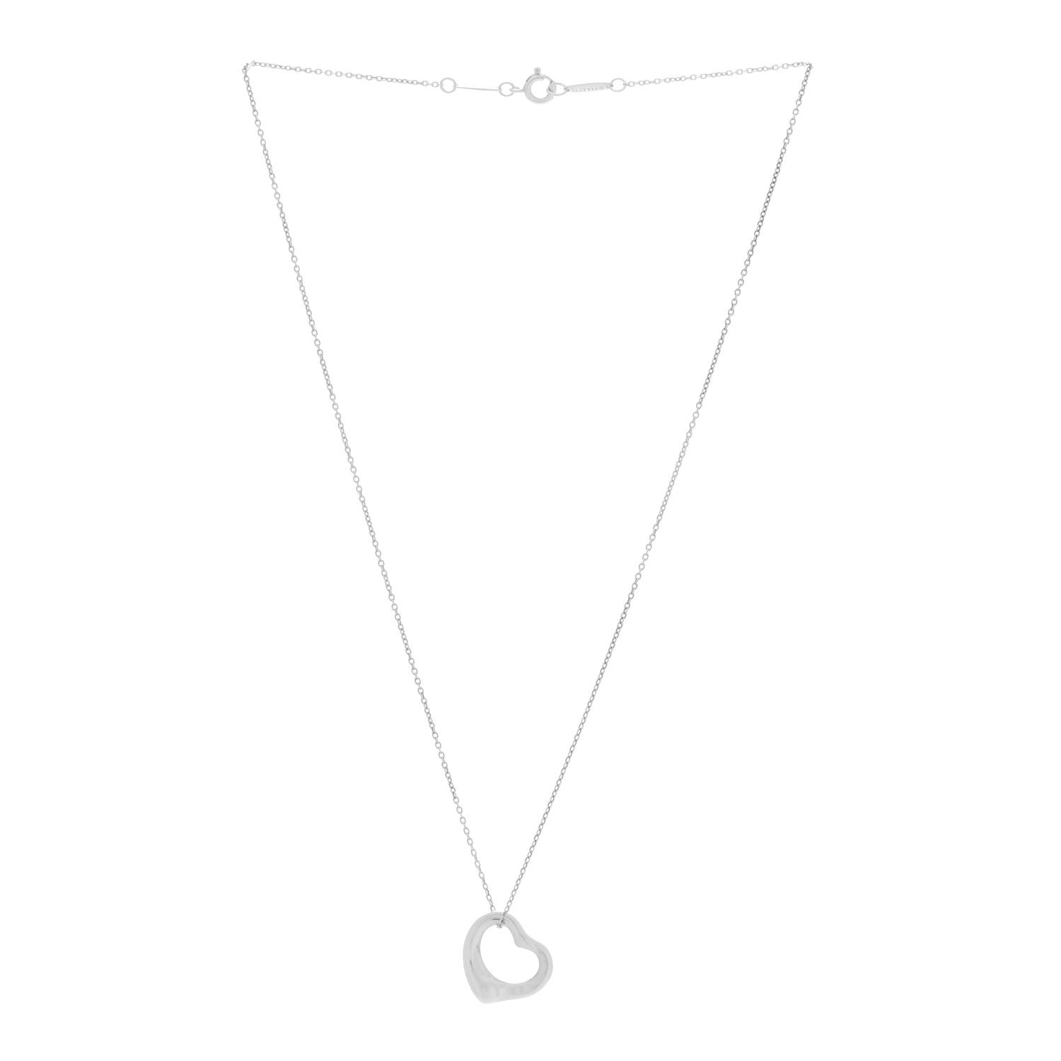 Tiffany Sterling Silver 16mm Elsa Peretti Open Heart Pendant Necklace 3 of 7