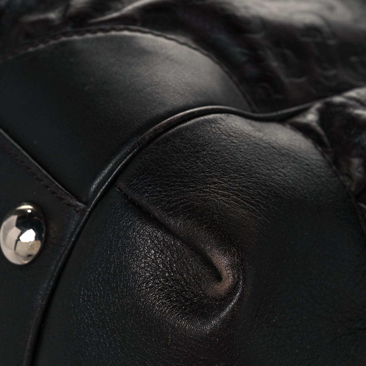 Horsebit Embossed Full Moon Tote Black