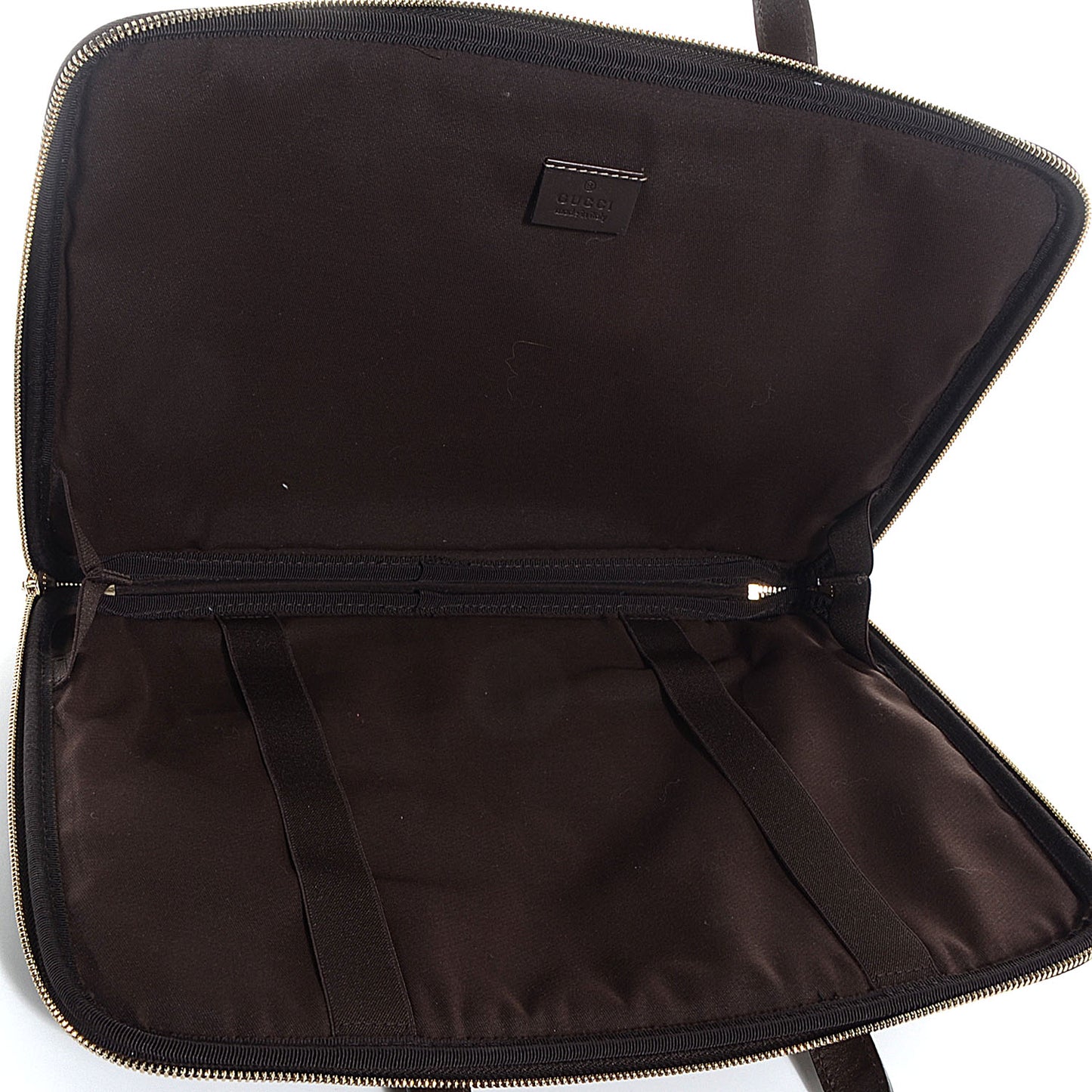 GG Plus Monogram Sellieria Calfskin Medium Joy Computer Case Beige Ebony Cocoa
