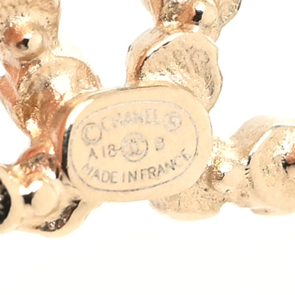 Chanel Crystal CC Large Camellia Stud Earrings Gold 3 of 3