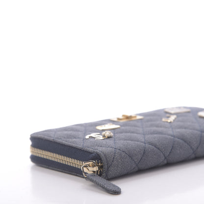 Chanel Denim Quilted Large Gusset Lucky Charms 2.55 Reissue Zip Around Wallet Bleu Fonce 5 of 10