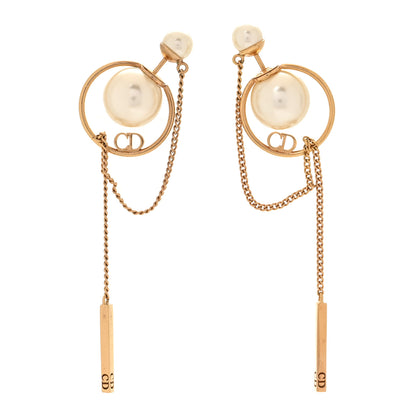 Christian Dior Pearl Tribales Dangle Chain Earrings Gold 1 of 4