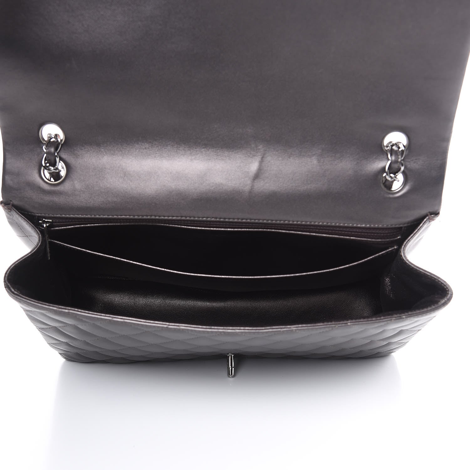 Chanel Metallic Lambskin Quilted Maxi Single Flap Dark Grey 5 of 21