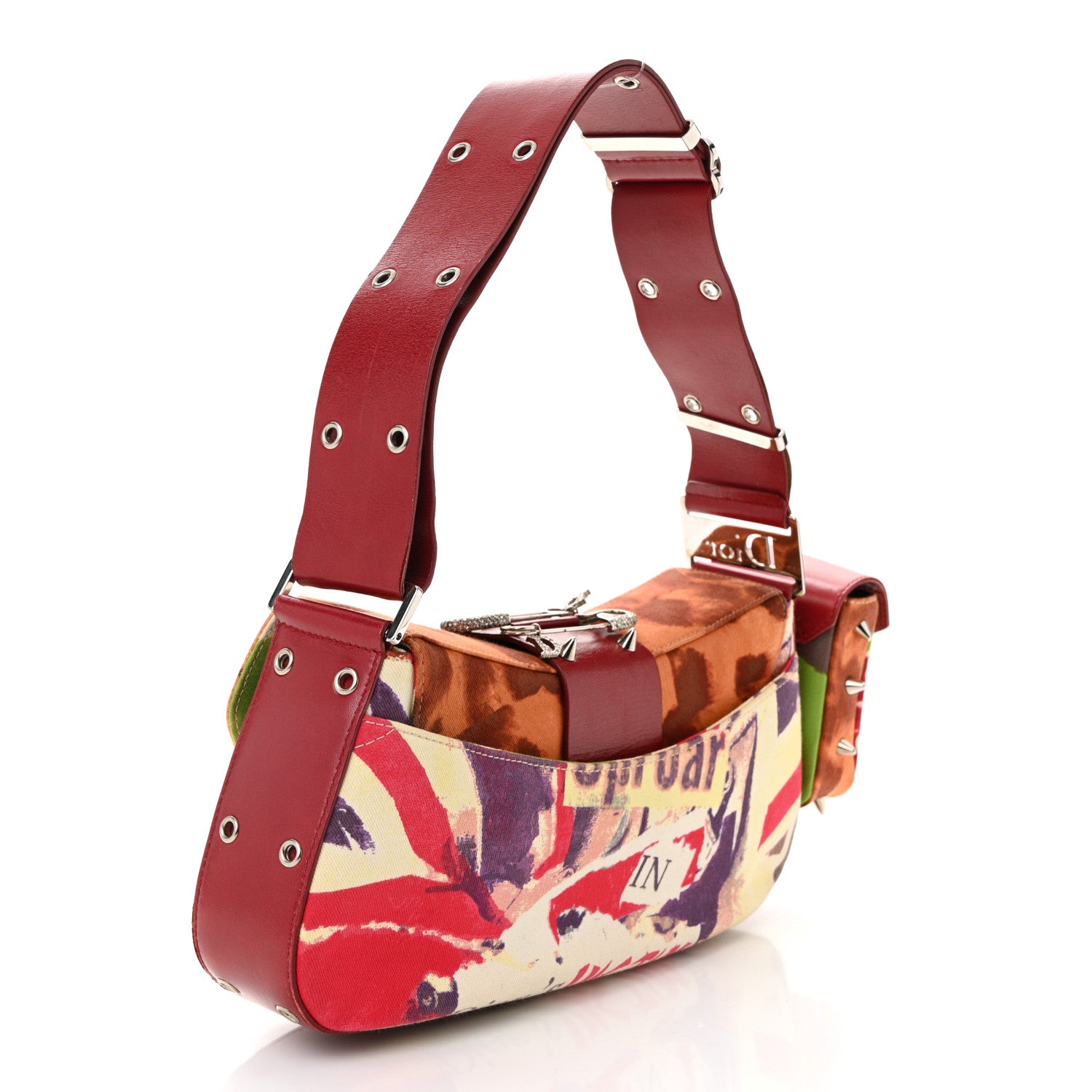 Christian Dior Canvas Calfskin Le Victim Street Chic Columbus Ave Bag Red Multicolor 3 of 10