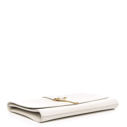 Saint Laurent Textured Calfskin Classic Y Ligne Clutch White 4 of 11