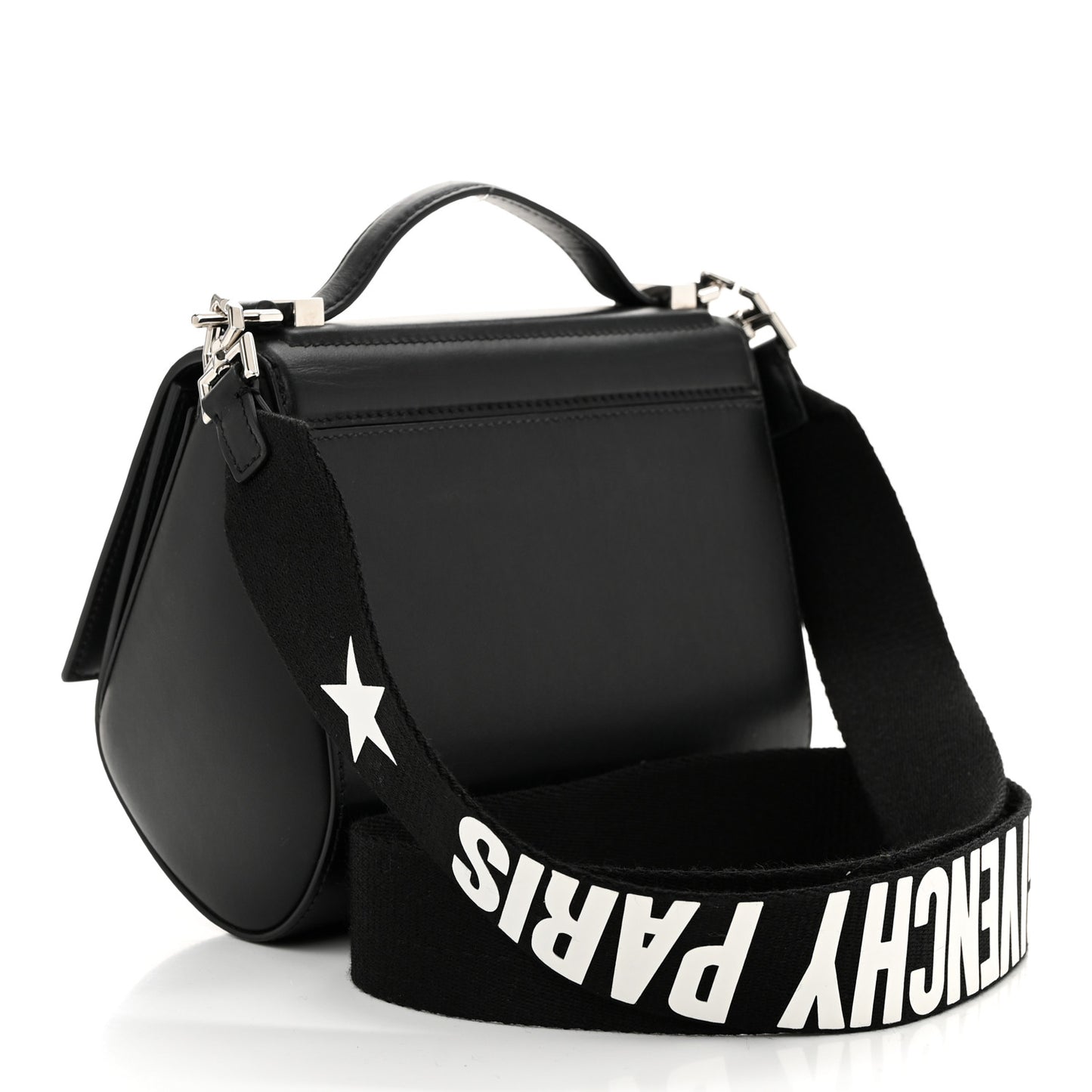 Calfskin Mini Pandora Box Logo Strap Crossbody Bag Black