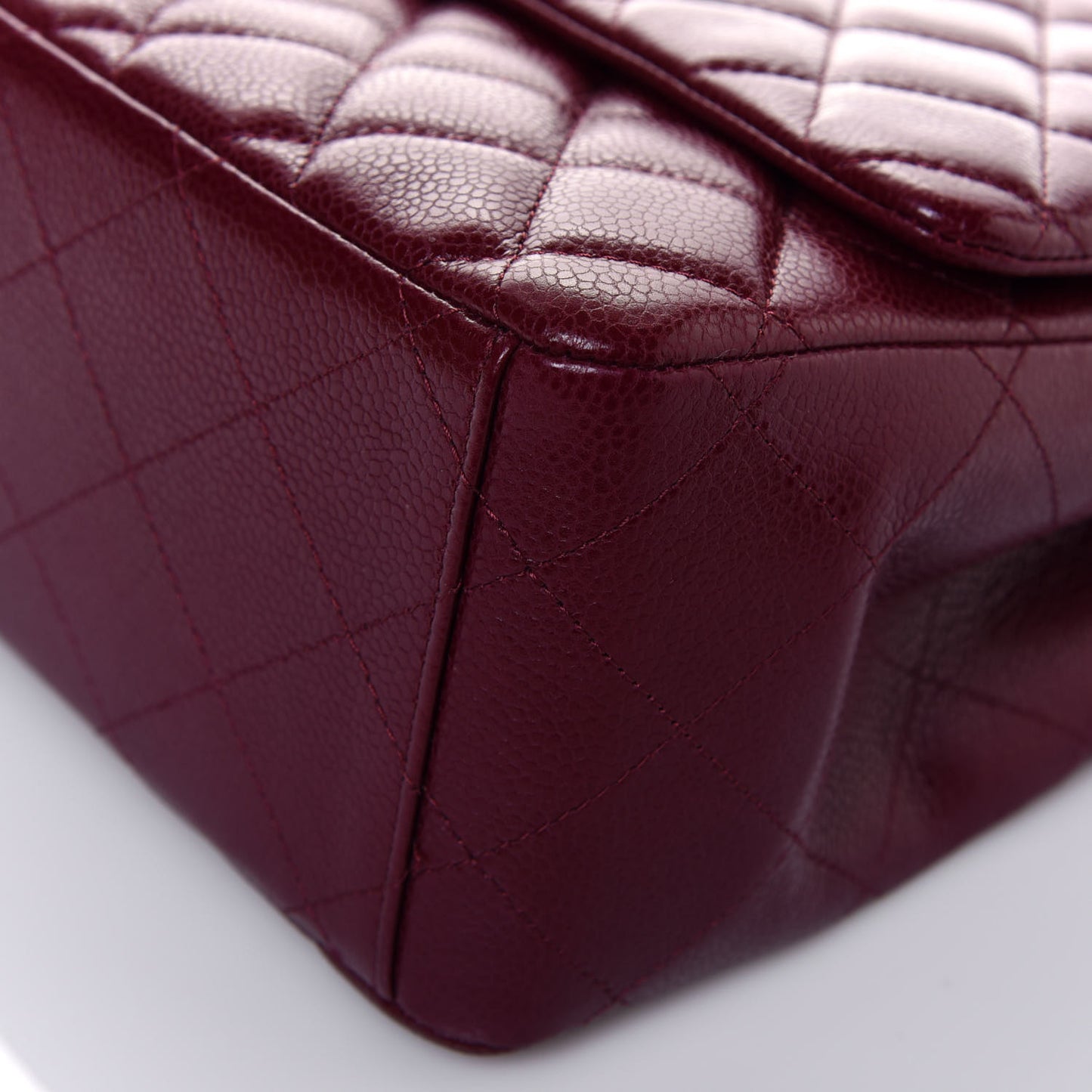 Caviar Quilted Maxi Single Flap Dark Red