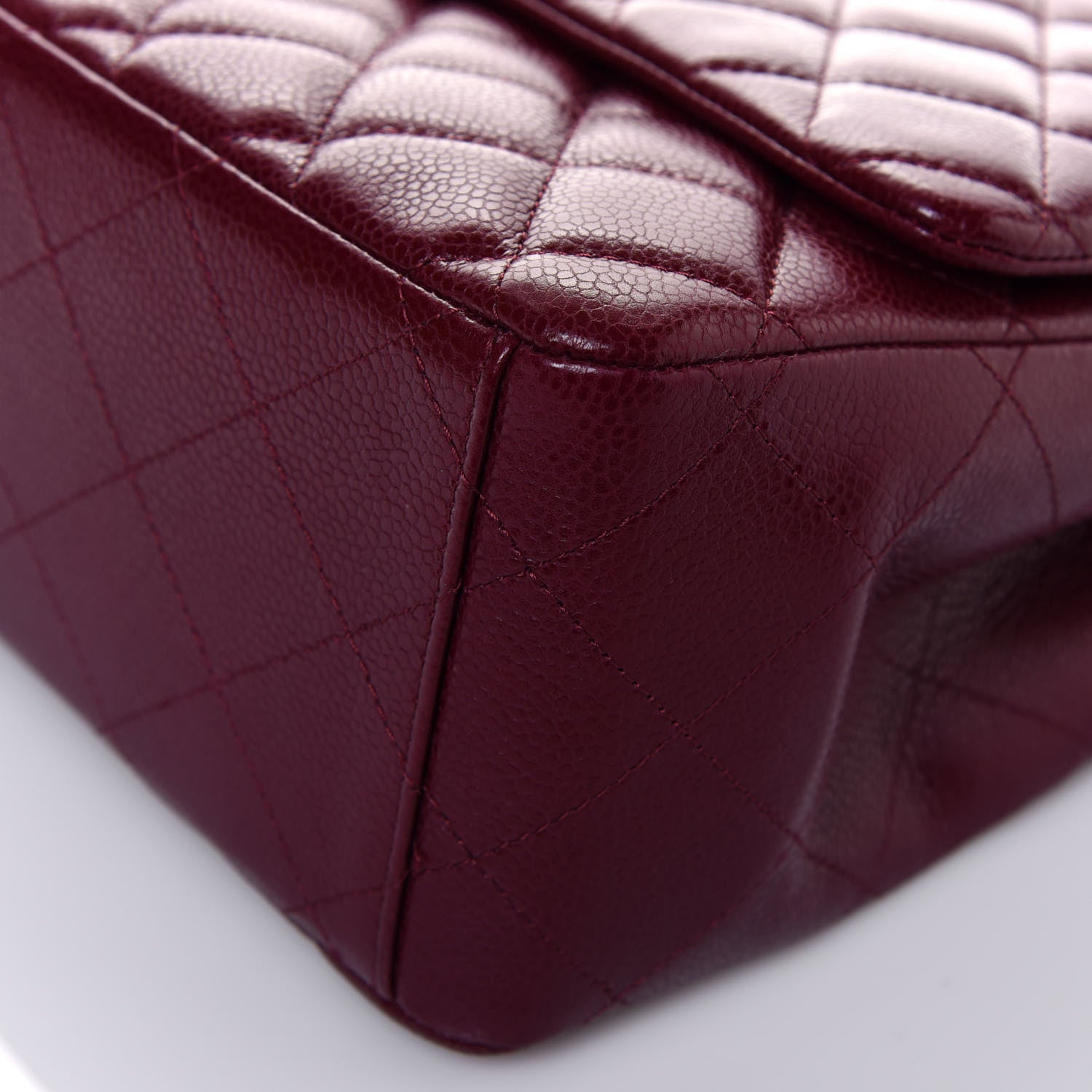 Chanel Caviar Quilted Maxi Single Flap Dark Red 10 of 15