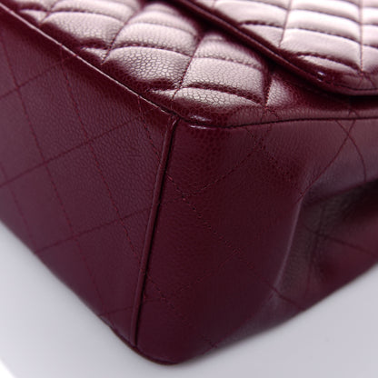 Chanel Caviar Quilted Maxi Single Flap Dark Red 10 of 15