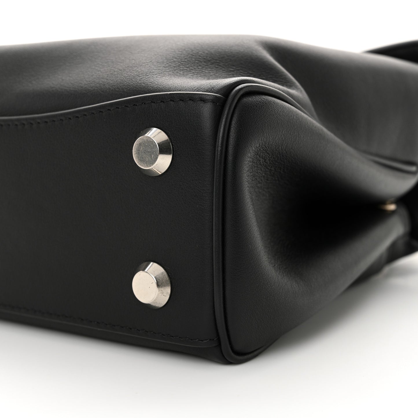 Natural Smooth Calfskin Mini Rodeo Top Handle Handbag Black
