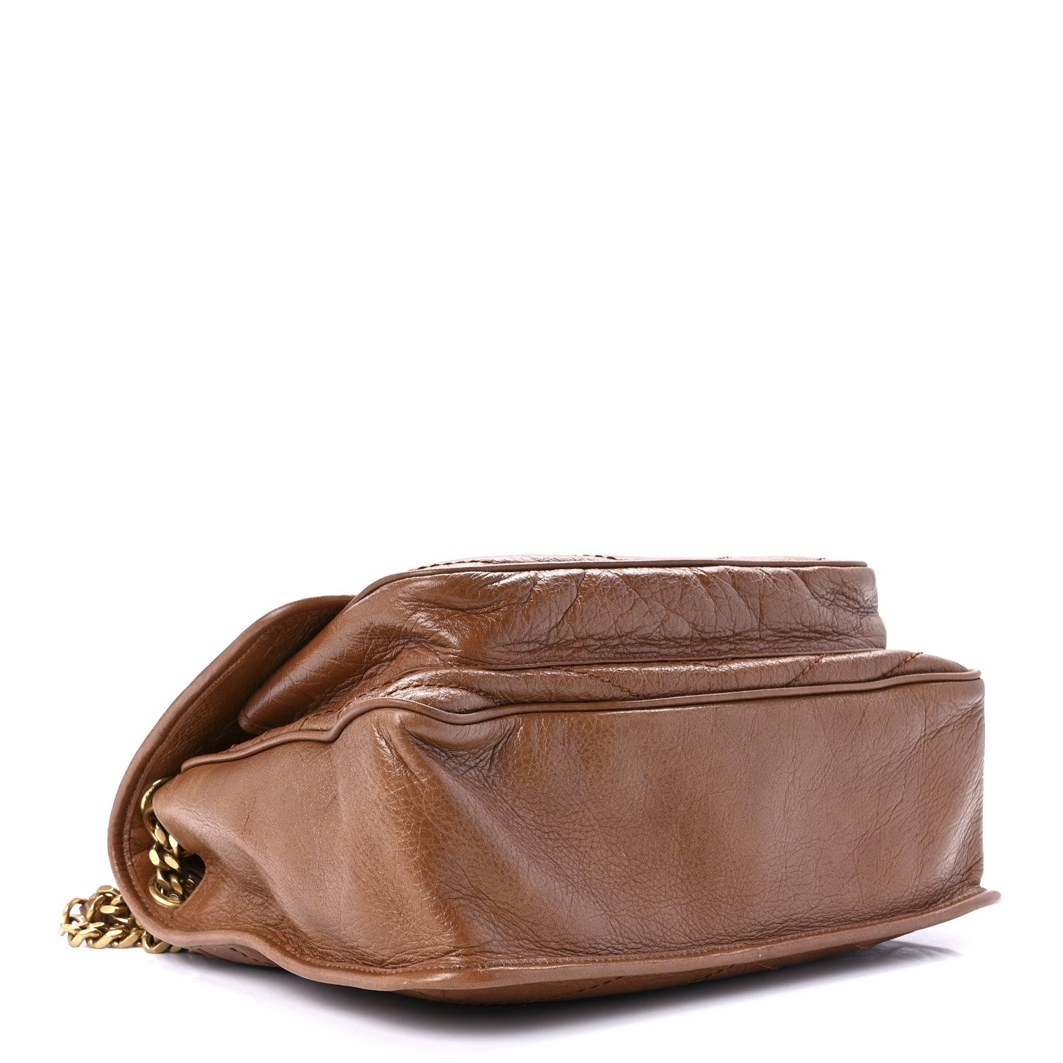 Saint Laurent Crinkled Calfskin Matelasse Monogram Medium Niki Chain Satchel Caramel 4 of 13