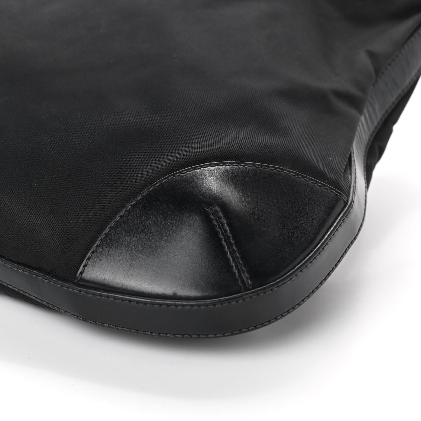 Tessuto Nylon Calfskin Flat Messenger Bag Black