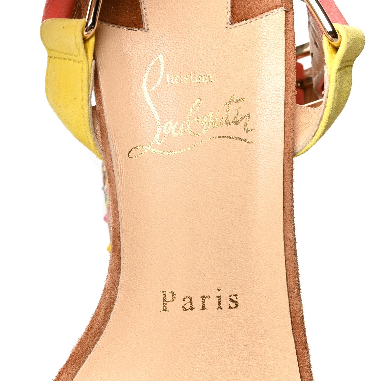 Christian Louboutin Veau Velours Pyraclou 110 Wedge Sandals 38 Biscotto 7 of 7