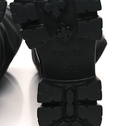 Prada Spazzolato Rois Re-Nylon Metal Triangle Logo Monolith Pouch Pocket 55mm Tall Boots 38 Black 6 of 9