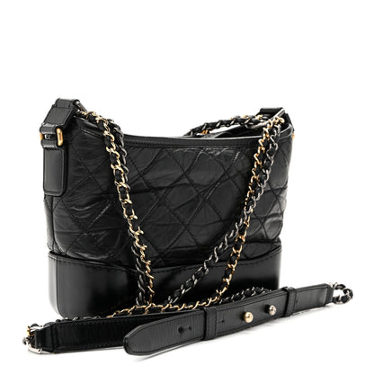 Chanel Aged Calfskin Quilted Small Gabrielle Hobo  Black 3 of 11