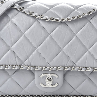 Chanel Crumpled Calfskin Large Chain All Over Flap Grey 10 of 10