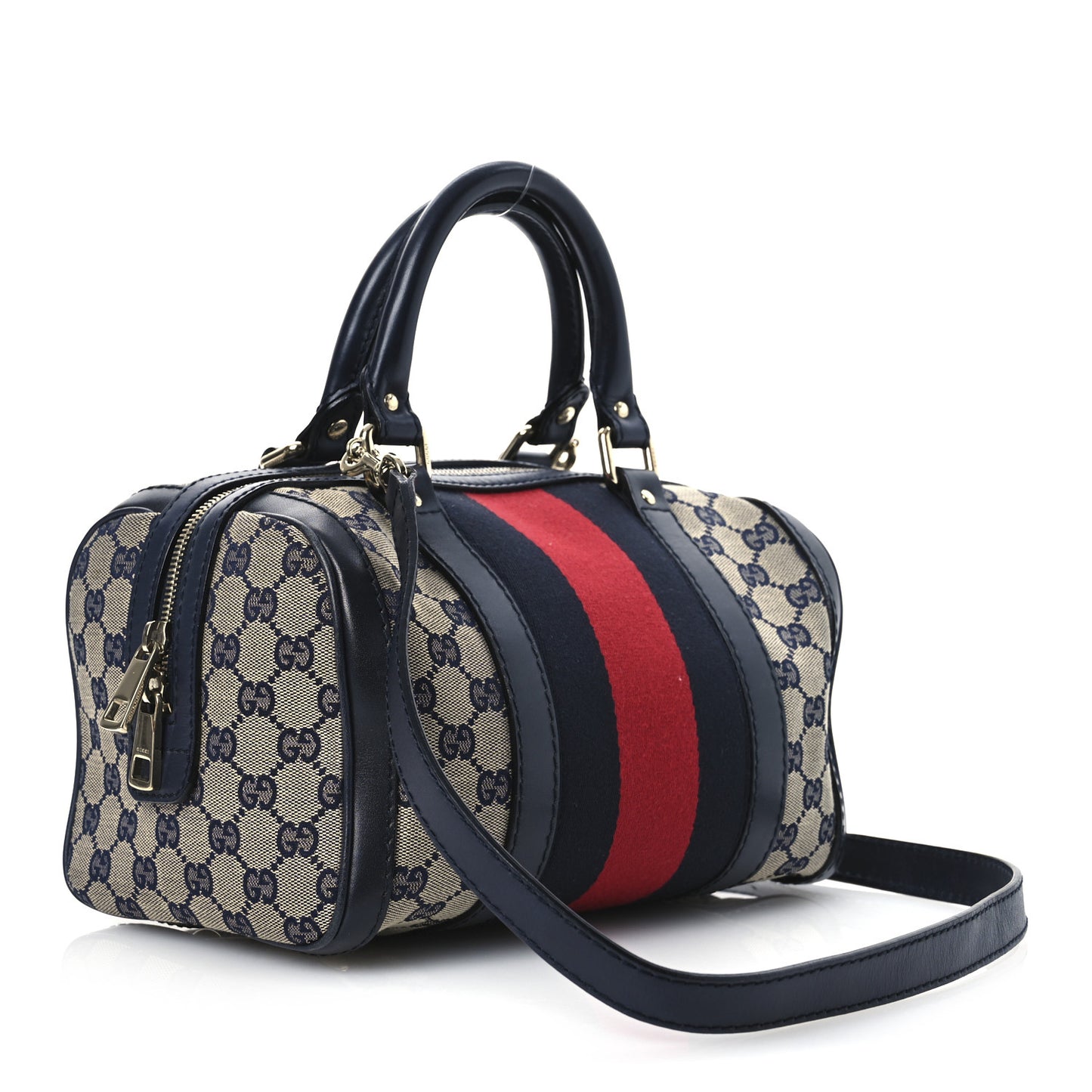 Monogram Vintage Web Small Boston Navy