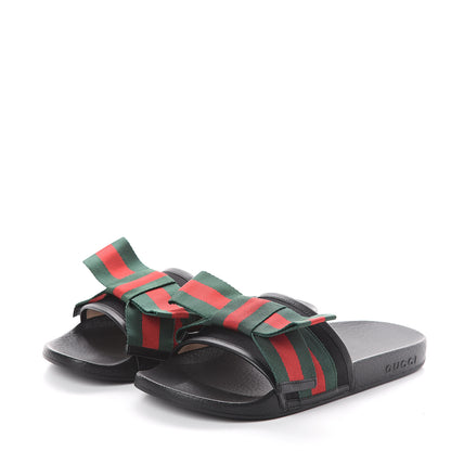 Gucci Satin Web Bow Slide Sandals 39 Black 2 of 5