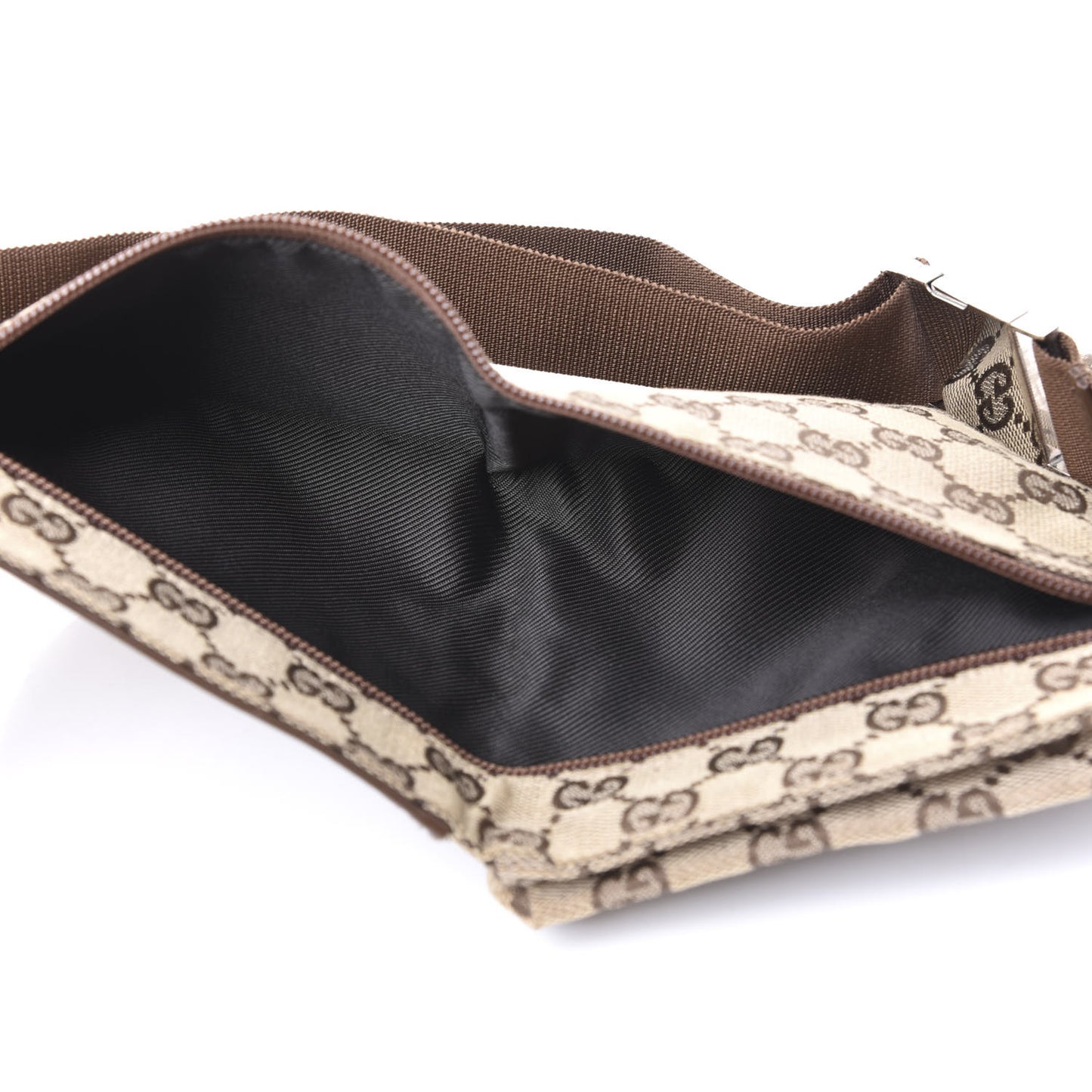 GG Monogram Double Pocket Belt Bag Dark Brown