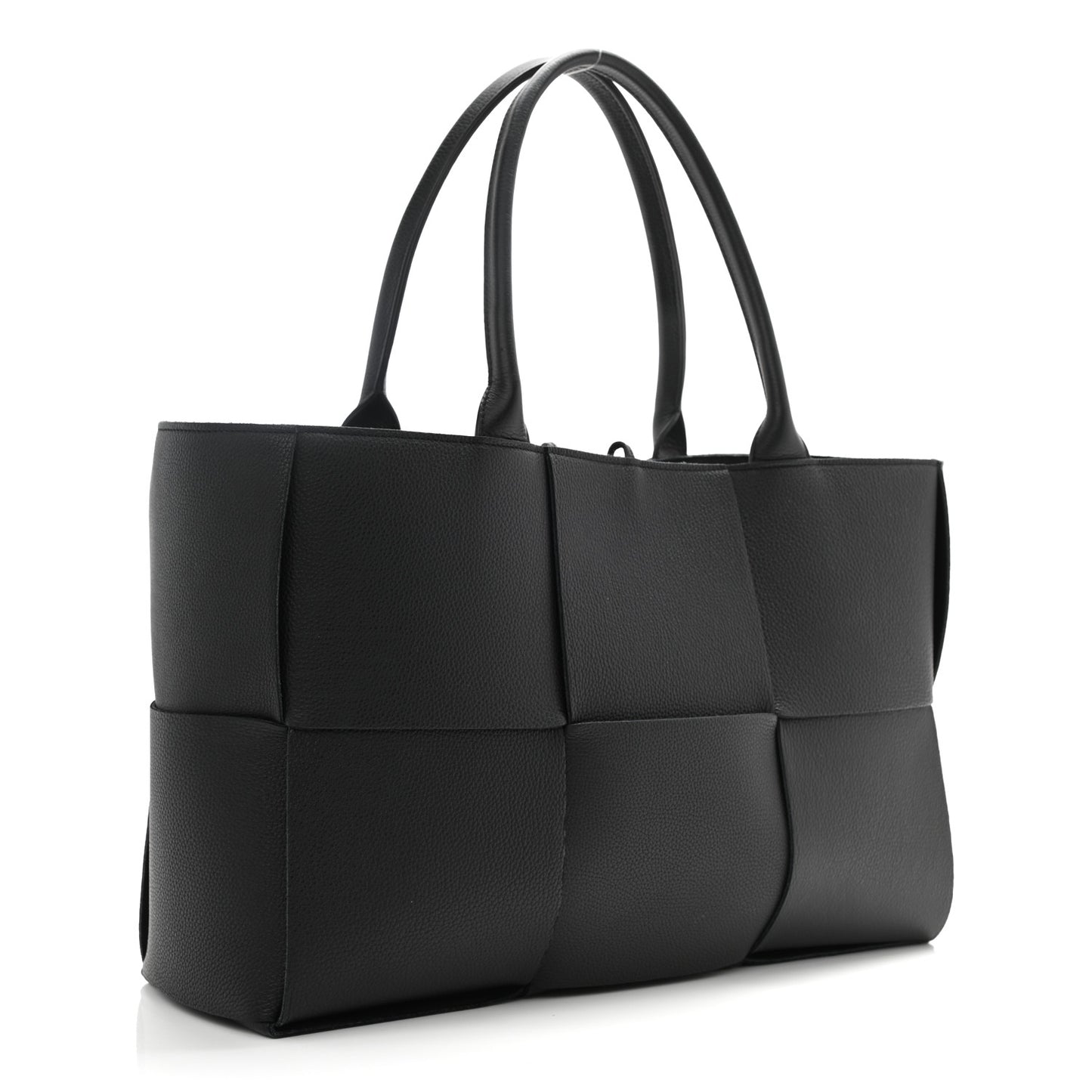 Grained Calfskin Maxi Intrecciato Arco Tote Black
