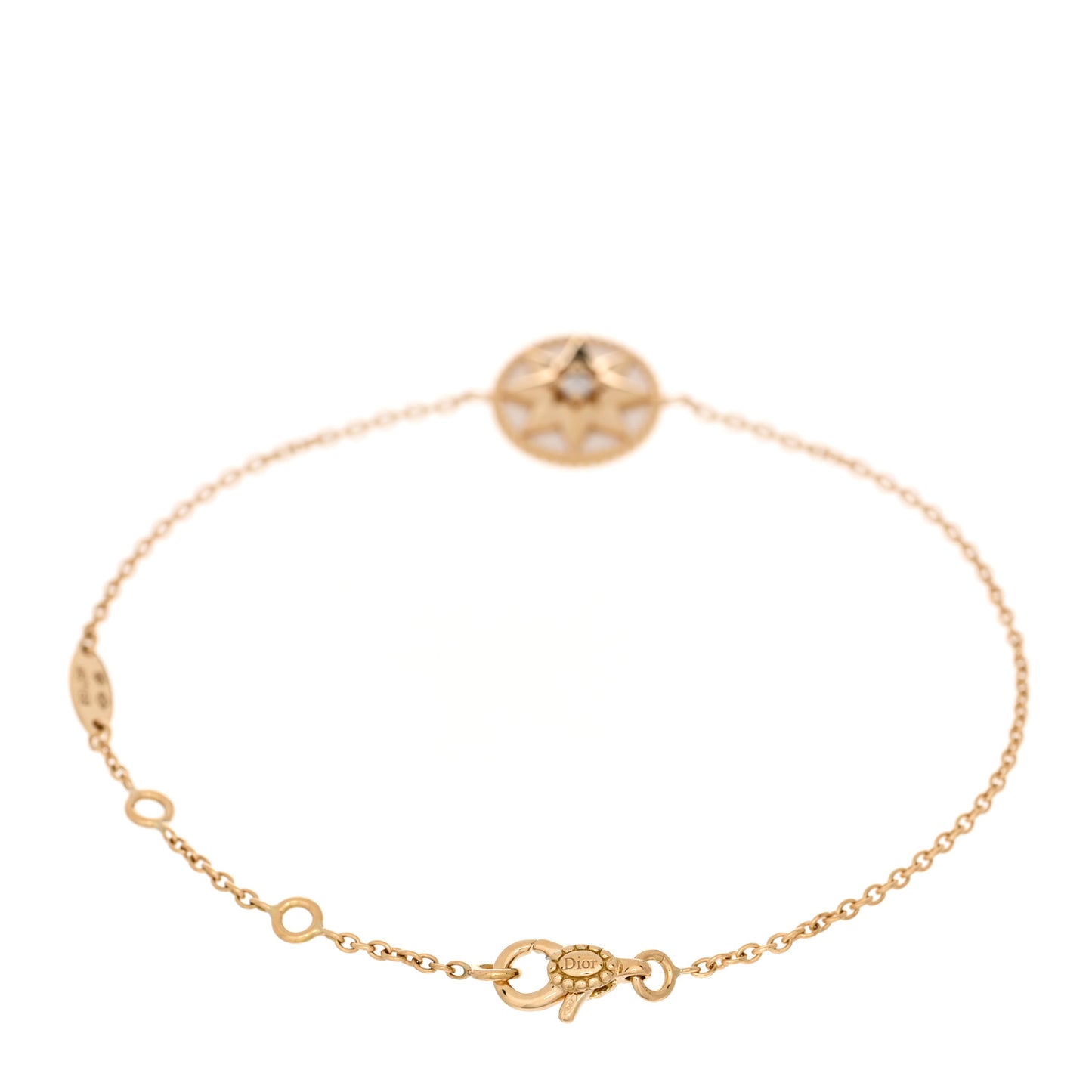 18K Yellow Gold Diamond Mother of Pearl Rose Des Vents Bracelet