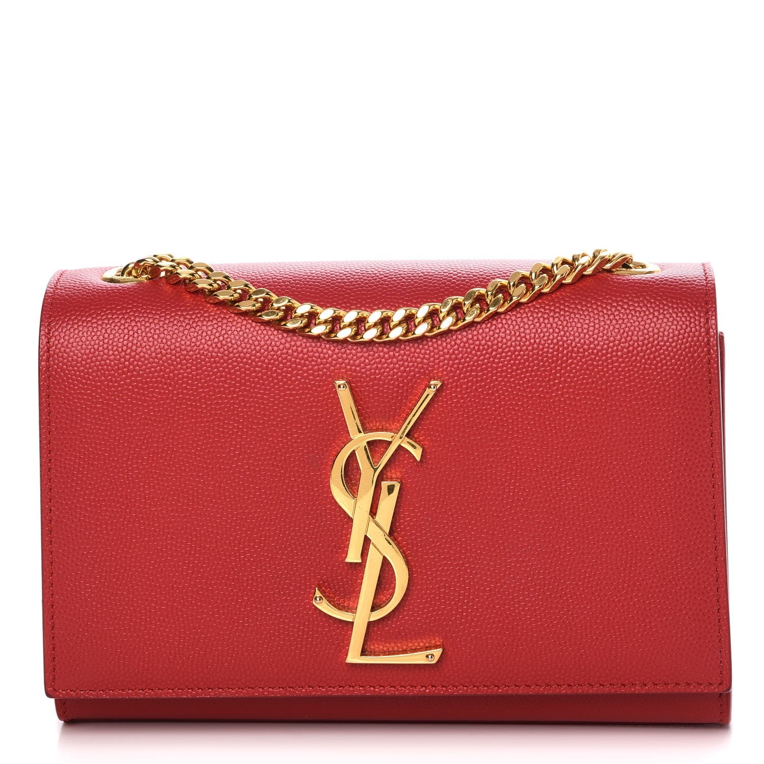Saint Laurent Grain De Poudre Small Monogram Kate Satchel Red 1 of 9